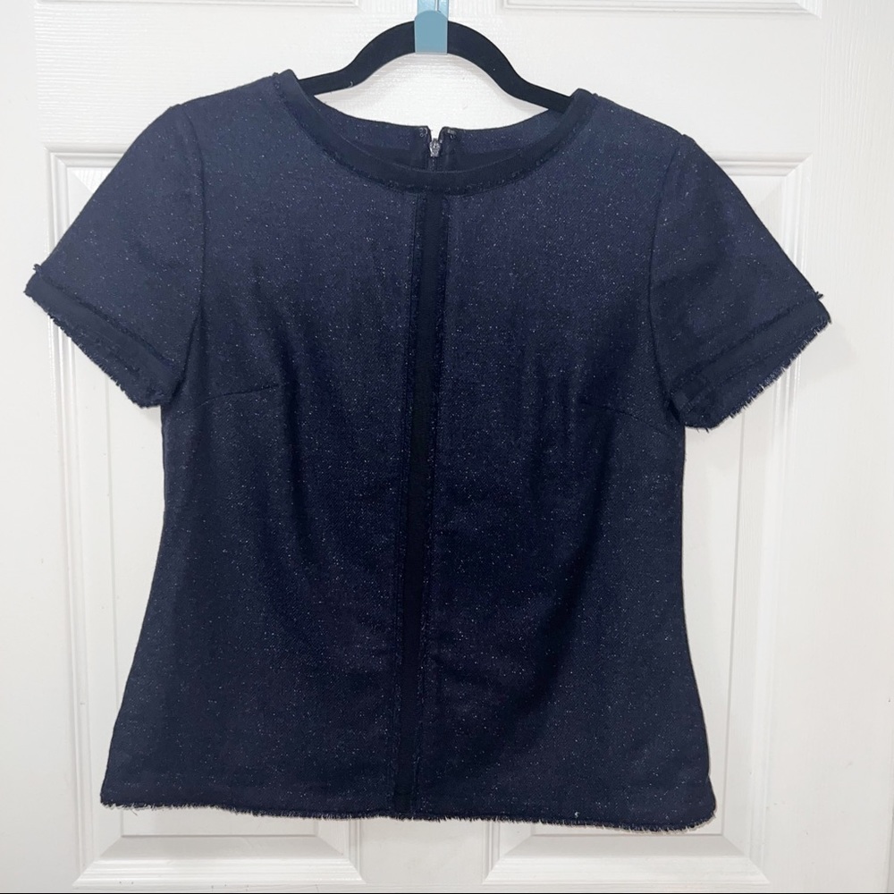 Banana Republic Navy Bleu tweed top Size 2